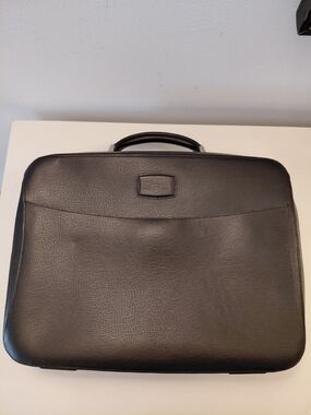S.T. Dupont Line D Black Leather Laptop Bag